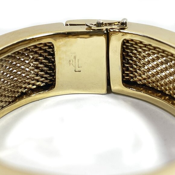 Vintage RLL RALPH LAUREN Bracelet Hinged Cuff Bangle Mesh Gold Tone Small - Picture 6 of 9